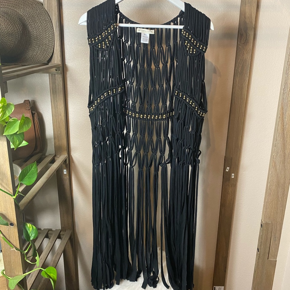 Crochet Long Beaded Vest